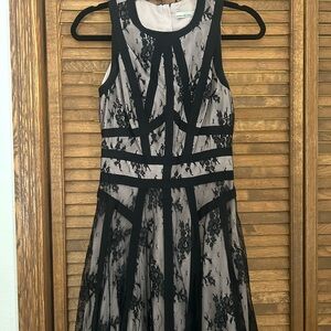 Karen Millen Black and Cream Lace Midi Dress